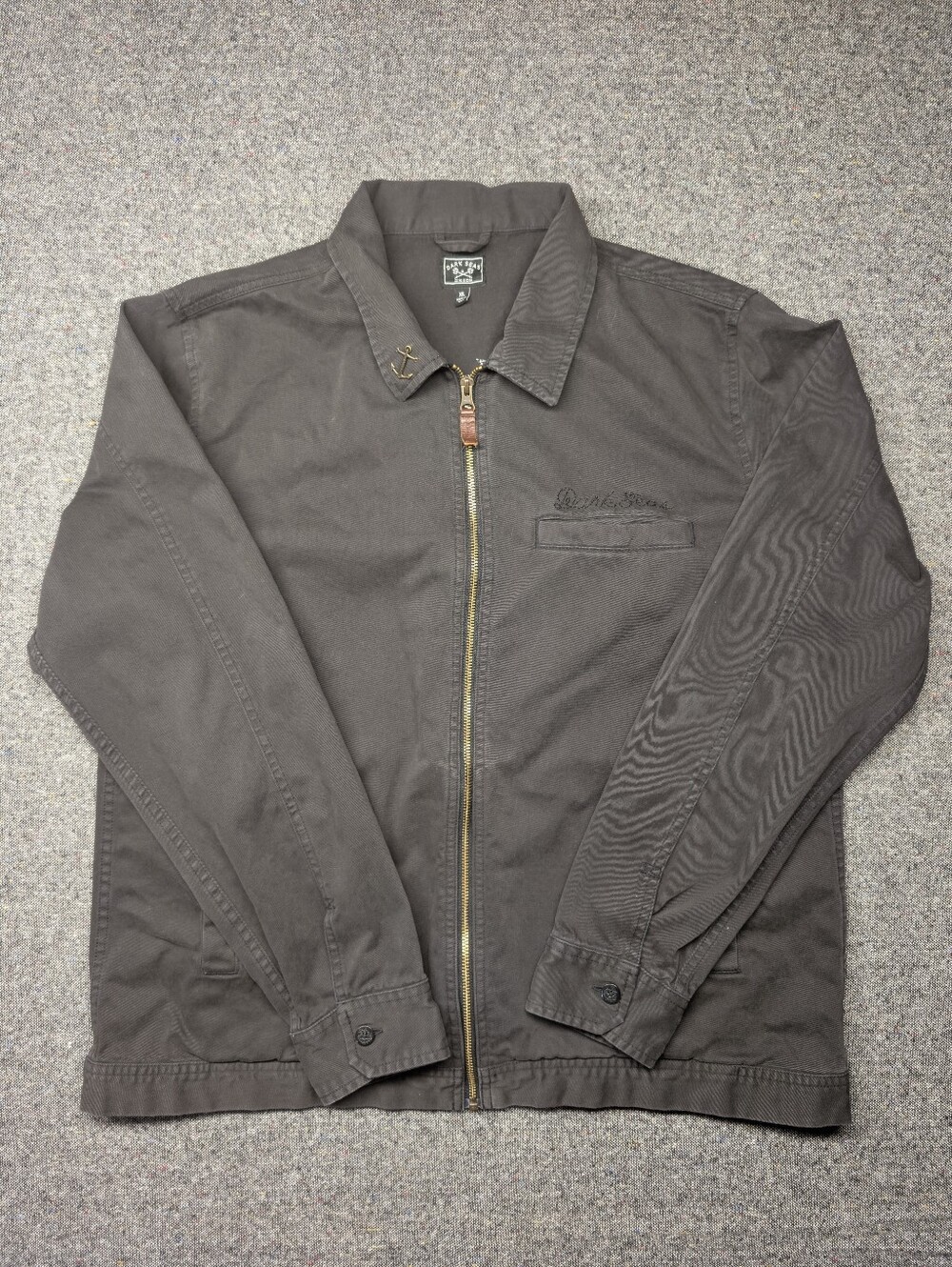 Dark Seas Mens Gas Station Jacket XL Teamster Black Cotton With Embellishment